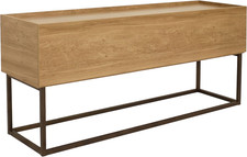 Industrial Console Table with Pull-Down Panel & 2 Compartments - Brown