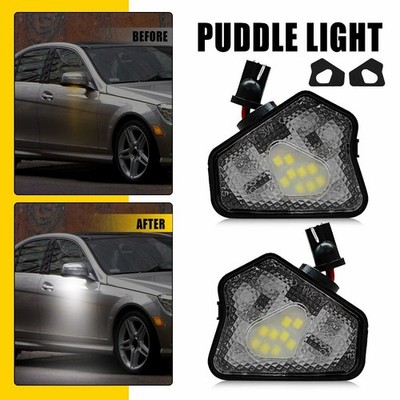 Pait White LED Under Mirror Puddle Light Fit Mercedes S-Class Sedan (W221) 10-13