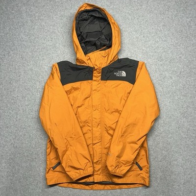 North Face Hyvent Rain Jacket Boys Large Orange Hooded Lined Full Zip Outdoor