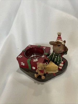 Christmas Mouse With Bell On His Tail Tealight Holder