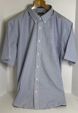 Eddie Bauer Men  s Short Sleeve Button Down Shirt Size 3XL NWT Blue White Stripe