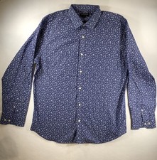Banana Republic Non-Iron Slim Fit Blue Floral Cotton Dress Shirt XL 17-17 1/2