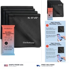 Elite Tech Gear Microfiber Cleaning Cloth 12x12 4 Pack Glasses Screens Lint Free
