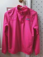 FLAW Vineyard Vines Half Zip XL 16 Girls PINK Striped Shep Shirt Performance 78