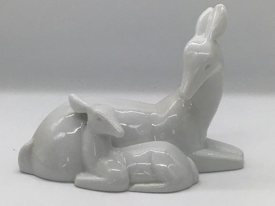 GALLERY ORIGINALS Deer Doe Fawn Figurine Ceramic White Collectible 1984 6''