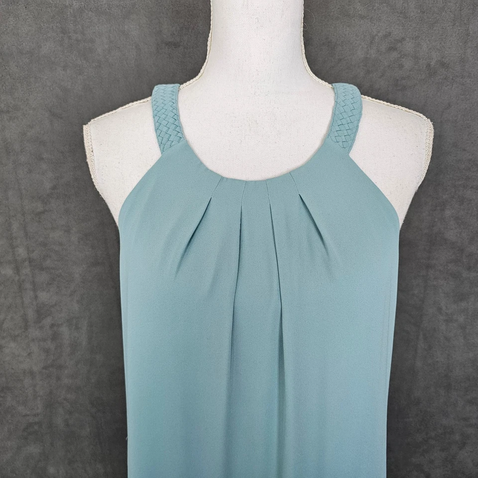 Maxi Vestido Casa Blanca Mercado Negro Para Mujer 10 Azul Fluido Gasa Halter Foto 2 de 4