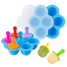 Baby Food Freezer Trays with Lid, Silicone Ice Cube Popsicle Molds with 7 Ice...