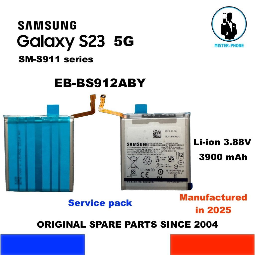 Batterie Samsung Galaxy S23 5G accumulateur de remplacement EB-BS912ABY SM-S911 3900mAh