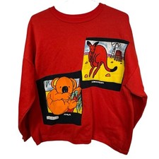 Vintage Derek Glaskin Artist Australia Red 90s Women  s M Sweatshirt RARE MINT