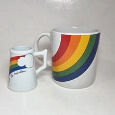 Vintage 80s Rainbow Coffee Mug Toothpick Holder FTD Korea