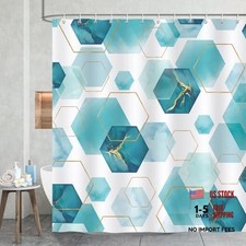 Teal Shower Curtain - Modern Geometric Art - 72"W x 72"L - Teal - Set of 1
