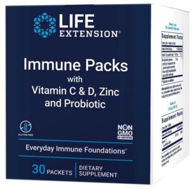 Life Extension Immune Packs with Vitamin C & D Zinc and Probiotic 30 Packets