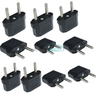10PCS US USA to EU Euro Europe AC Power Plug Converter Travel Adapter Charger