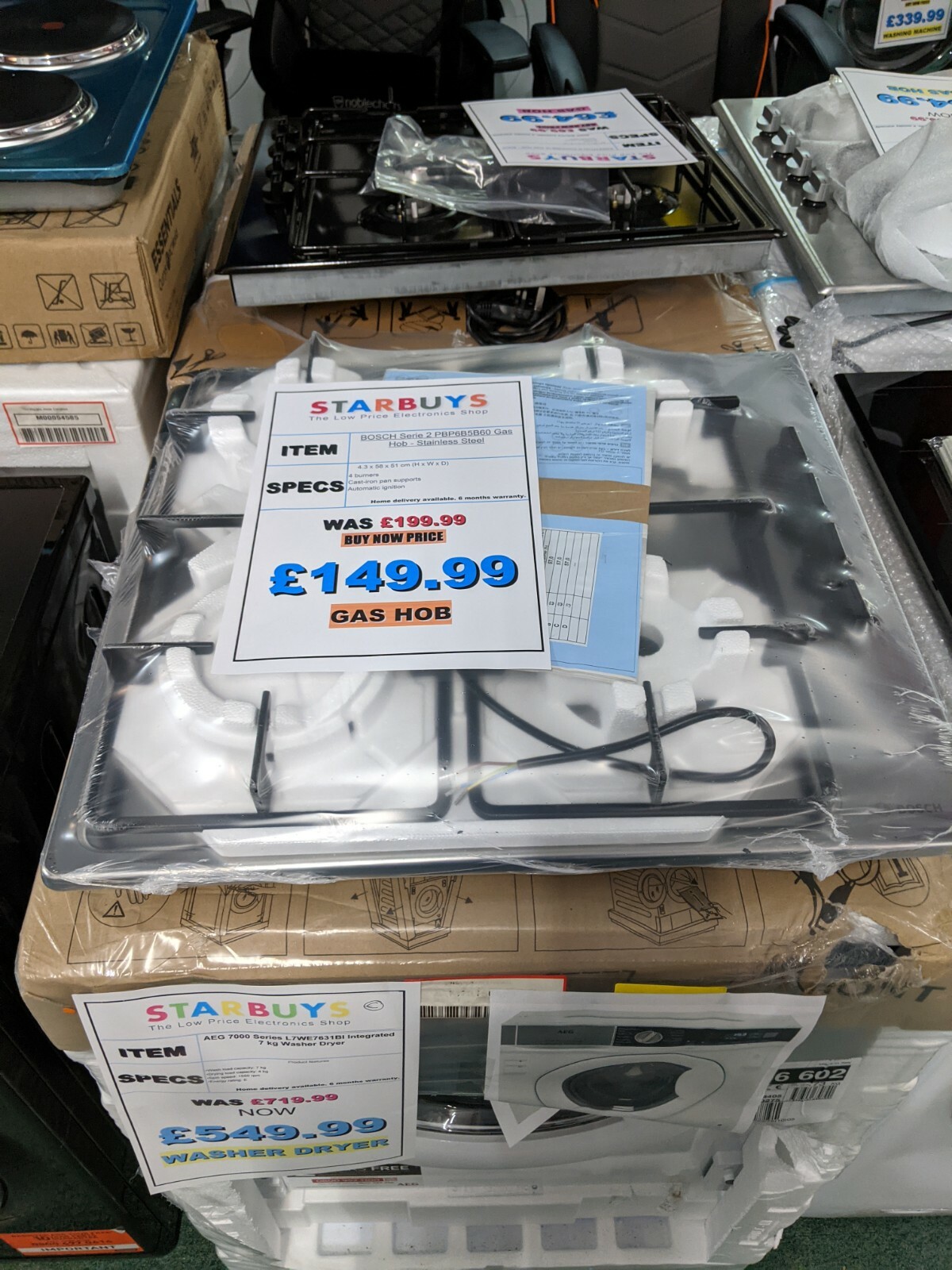 BOSCH Gas Hob 60cm 4 burners Cast Iron Pan Supports PBP6B5B60