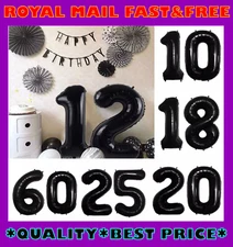 30" Giant Foil Black Number Balloons 0-9 Air Helium Birthday Party Balloon Age