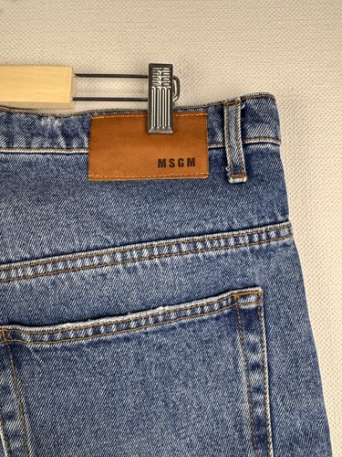 Pantalones de mezclilla MSGM Milano azules rectos elásticos con cremallera cómodos talla 50 - Imagen 18 de 22