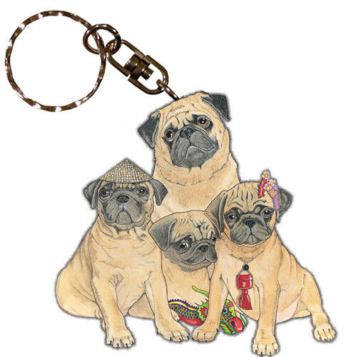 Llavero Pug de madera - Imagen 1 de 1