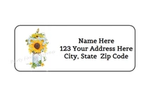 30 DAISY SUNFLOWER VASE PERSONALIZED RETURN ADDRESS LABELS 1 in X 2.625 in