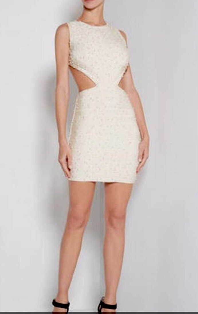 herve leger priscilla beaded wire-neckline dress. Herve Leger Priscilla Beaded Wire Neckline Dress
