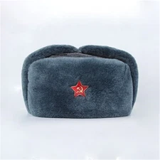 Russian Ushanka Winter Hat Gray Coldwars Replica Outdoor Warm Soldier Headwear