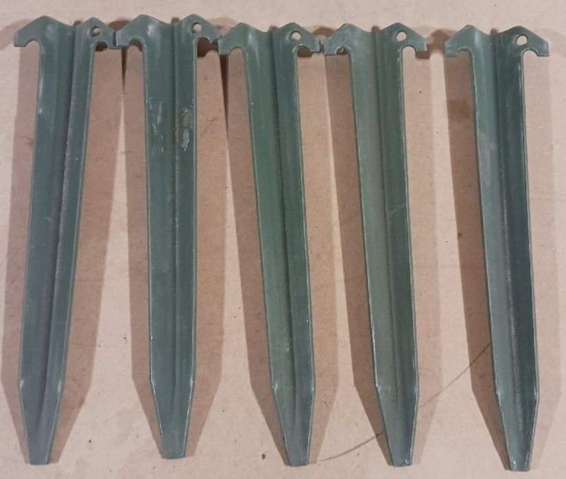 LOT OF 5 US GI MILITARY 12" GREEN METAL TENT STAKES eBay