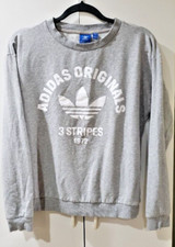 Womens Pullover Sweatshirt Adidas Originals 3 Stripes 1972 Gray S Loose Fit 42"