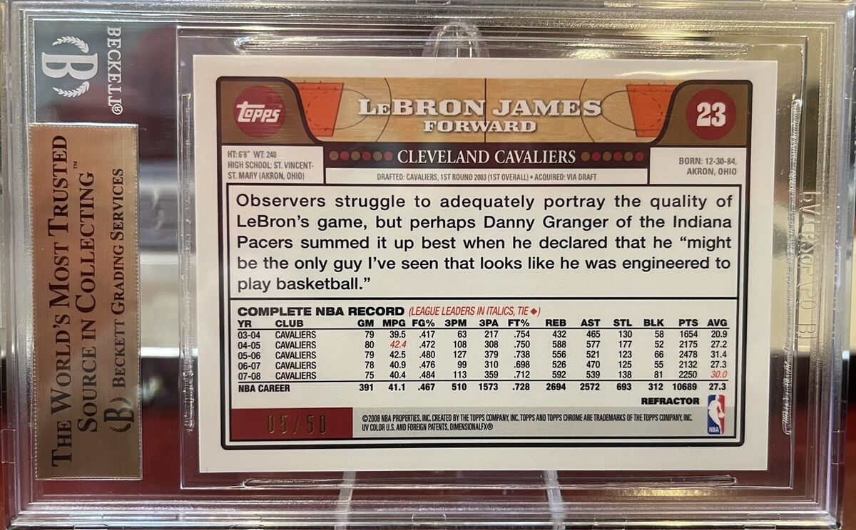 2008-09 Lebron James Topps Chrome Gold Refractor 5/50 BGS 2008-09 Lebron James Topps Chrome Gold Refractor 5/50 BGS
