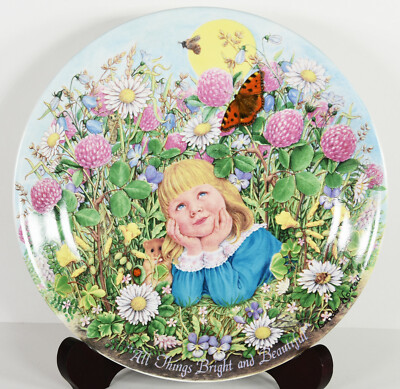 8'' NEW 1986 All Things Bright Beautiful Girl Portrait Childrens Plate Cabin Farm