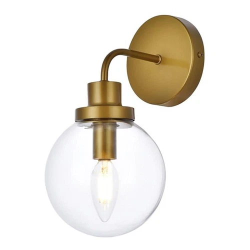 Living District Hanson 1-Light Metal Bath Sconce in Brass and Clear - Picture 1 of 7