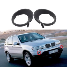 1Pair Front Bumper Fog Light Trim Cover Lamp Ring Bezel For BMW E53 X5 1999-2004