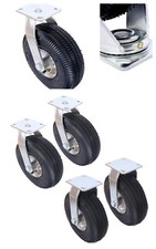 10" Pneumatic Tire Set of 4 Pneumatic Tires 2 Rigid Fixed 2 Swivel Caster