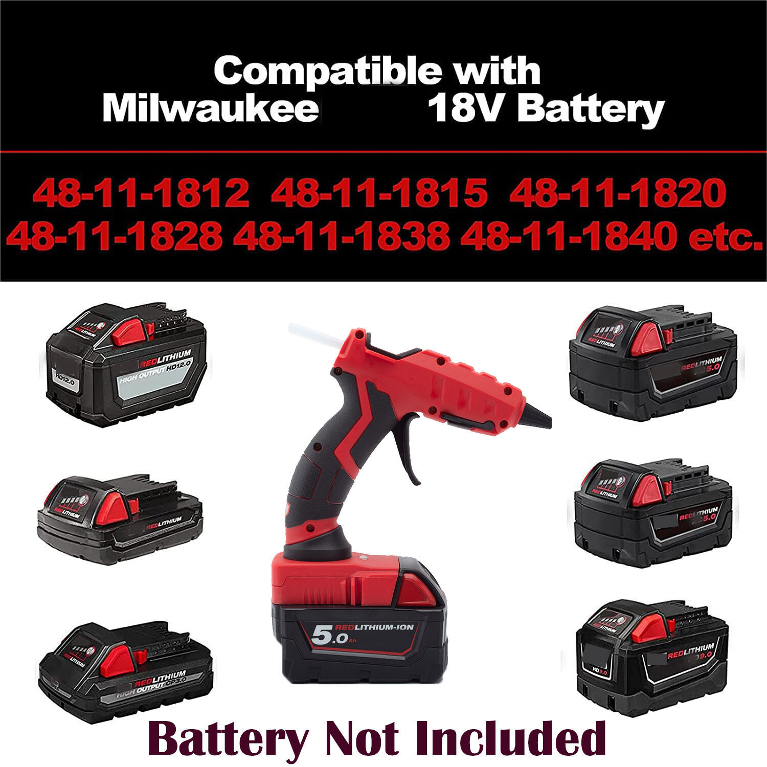 For Milwaukee 18V Lithium Battery Cordless Hot Melt Glue Gun DIY Home