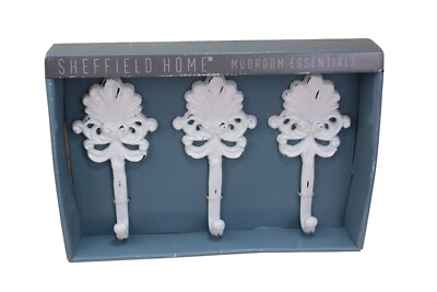 Sheffield Home Mudroom Essentials Chippy White Wall Hooks 92469