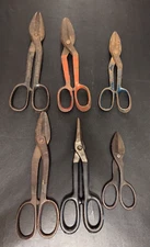 6 Shears Snips Straight Cut Steel Pair Tin Metal Retterer Crescent Mixed Lot