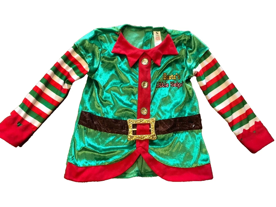 Very Swanky Velvet TU Age 5-6 Elf 2 Piece Outfit. Gorgeous Santas Little Helper - Image 2 of 4