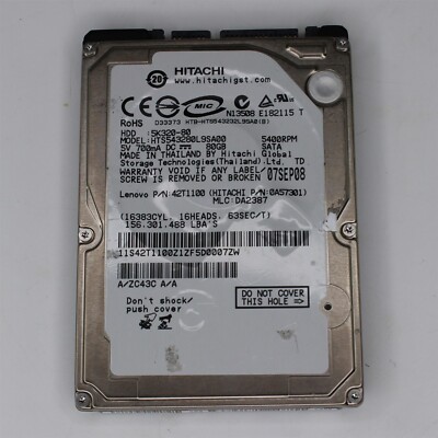 Hitachi Travelstar 5K320 80GB Internal 5400RPM 2.5'' (HTS543280L9A300) HDD
