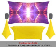 YELLOW Spandex Full dj kit.tablecloth +tripod scrims + projection screen