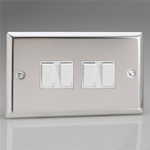 Litecraft Light Switch 4 Gang 10A Electrical Fitting - Polished Chrome Clearance