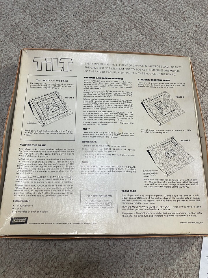 Lakeside Aggravating Game of TILT Complete Board Strategy Game 1974 eBay