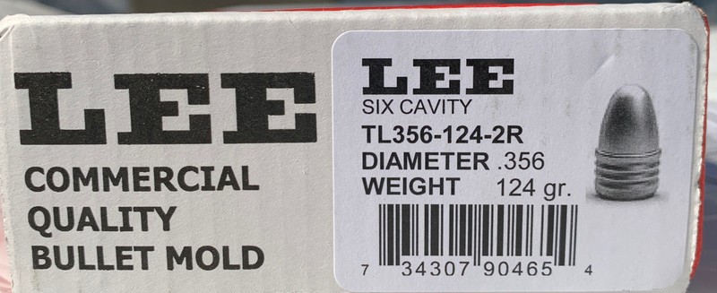 90465 LEE Commercial 6 CAVITY BULLET MOLD Dia .356 Wgt 124 Gr. TL356-124-2R NEW