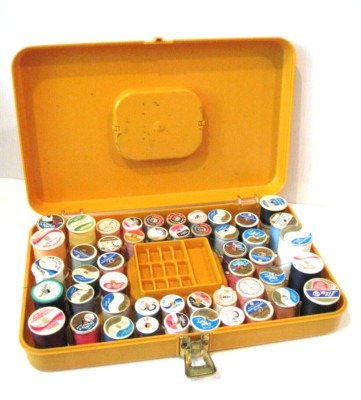 Vintage Wilson Wil-Hold Sewing Box Thread & Bobbin Organizer w/ contents