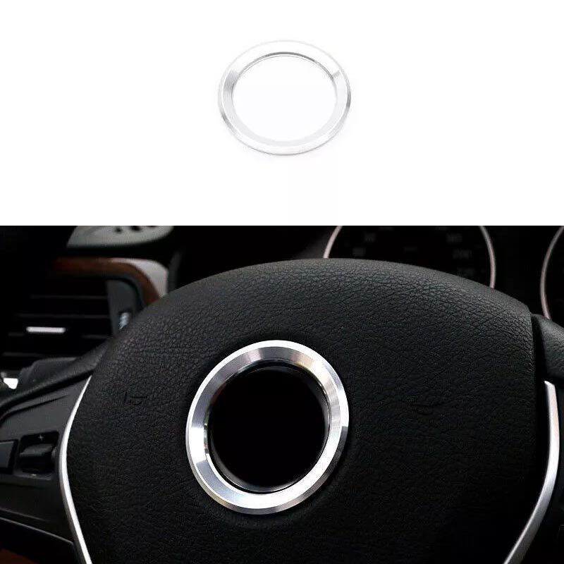 BMW 5 Series 18-22 Silver Aluminum Steering Wheel Horn Ring Panel Cover Trim