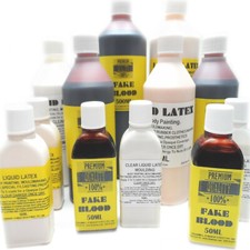 Liquid Latex Fake Blood Set Zombie Halloween Flesh Skin Scars Make Up kit GOTH