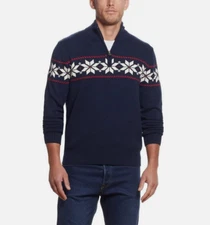 Weatherproof Vintage Cotton Long Sleeve 1/4 Zip Winter Sweater(NAVY,  XXL ) NWT