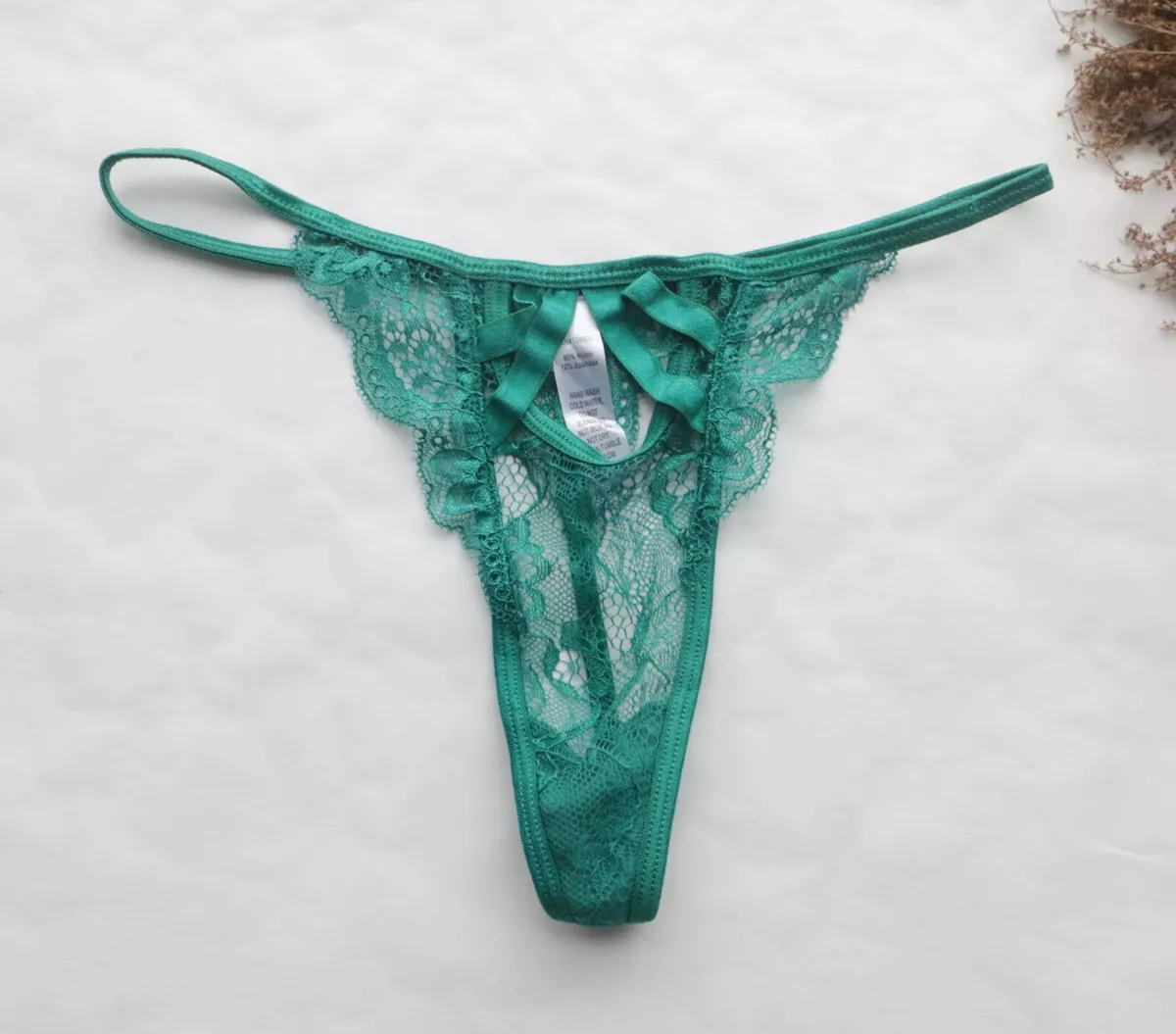 Women Sexy Thongs Floral Mesh Tback Underwear hipster G-string Panties Green  M-L