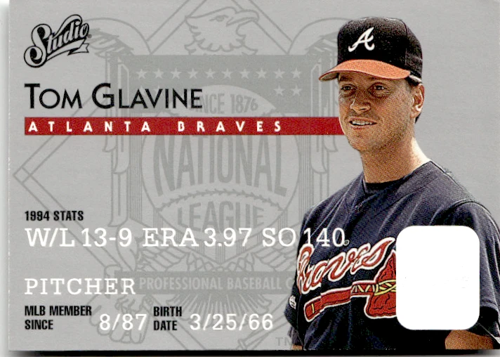 Tom Glavine trading card