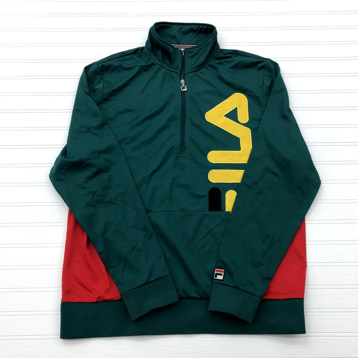 FILA for Urban Outfitters Green Red 1 4 Zip Pullover Track Jacket Adult Size XL