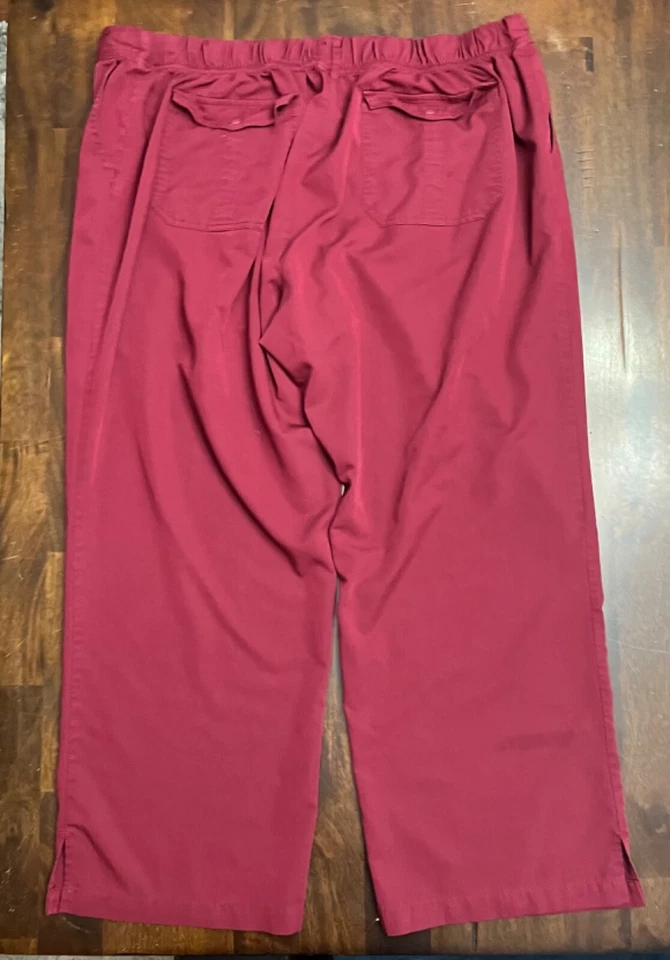 Pantalones Médicos de Enfermería Adar Borgoña 6 Bolsillos Talla 3X Foto 2 de 4