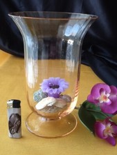 Windlicht groß Kerzenhalter Dekolicht Glas Kristallglas lachsfarben Handarbeit