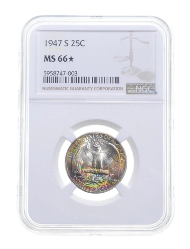 MS66* 1947-S Washington Quarter - Graded NGC *4814